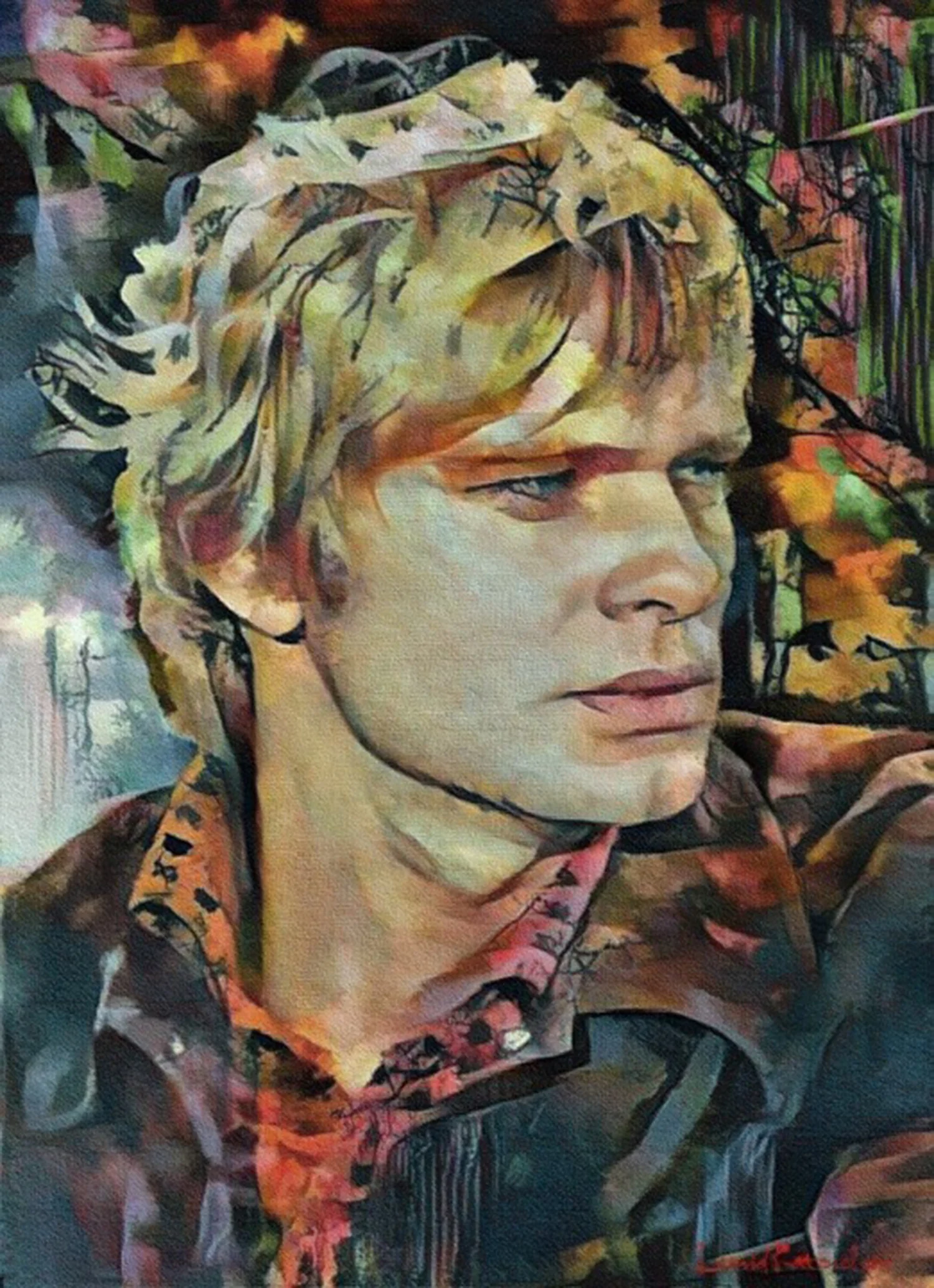 A painted portrait of Oleg Vidov